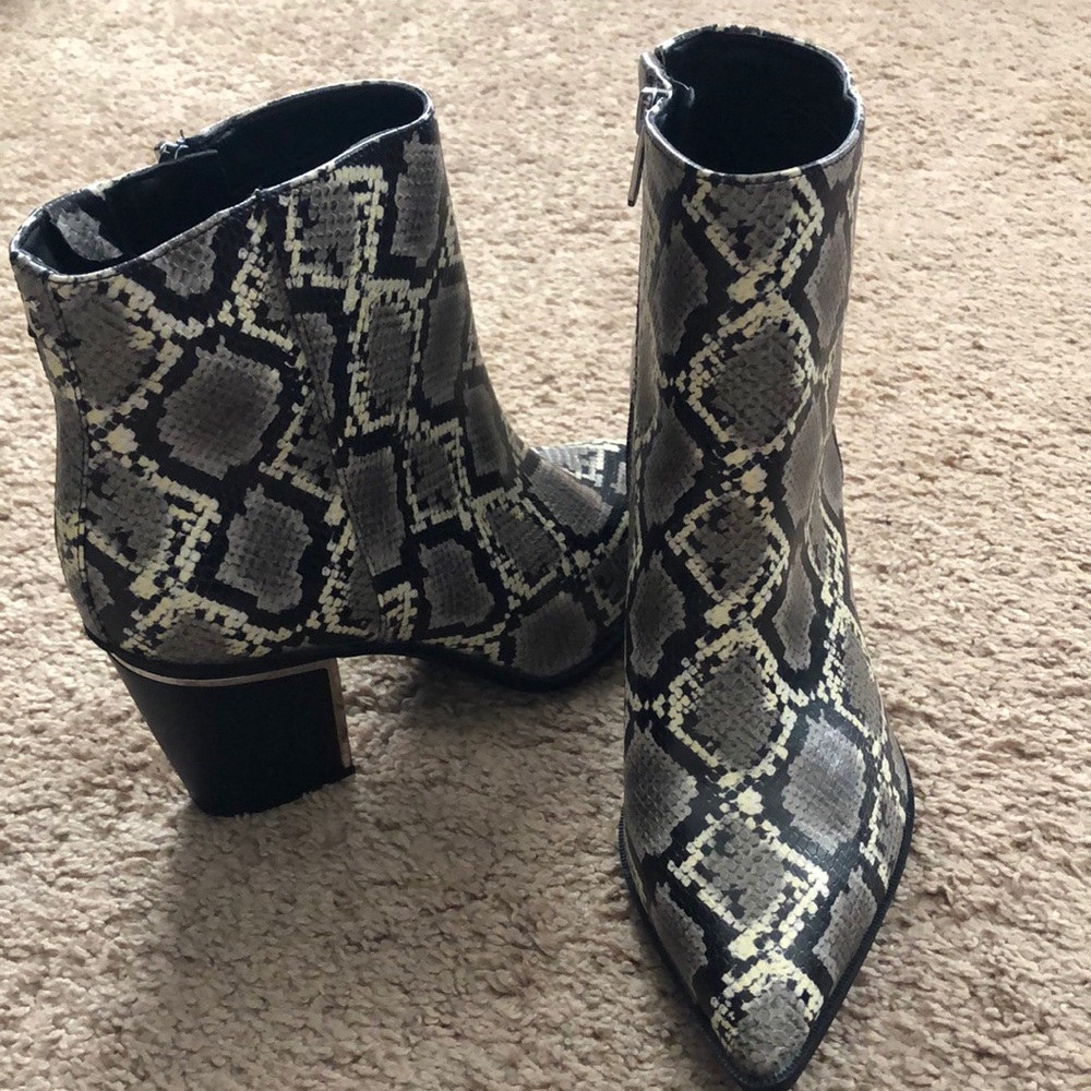 Faux snakeskin cowboy booties